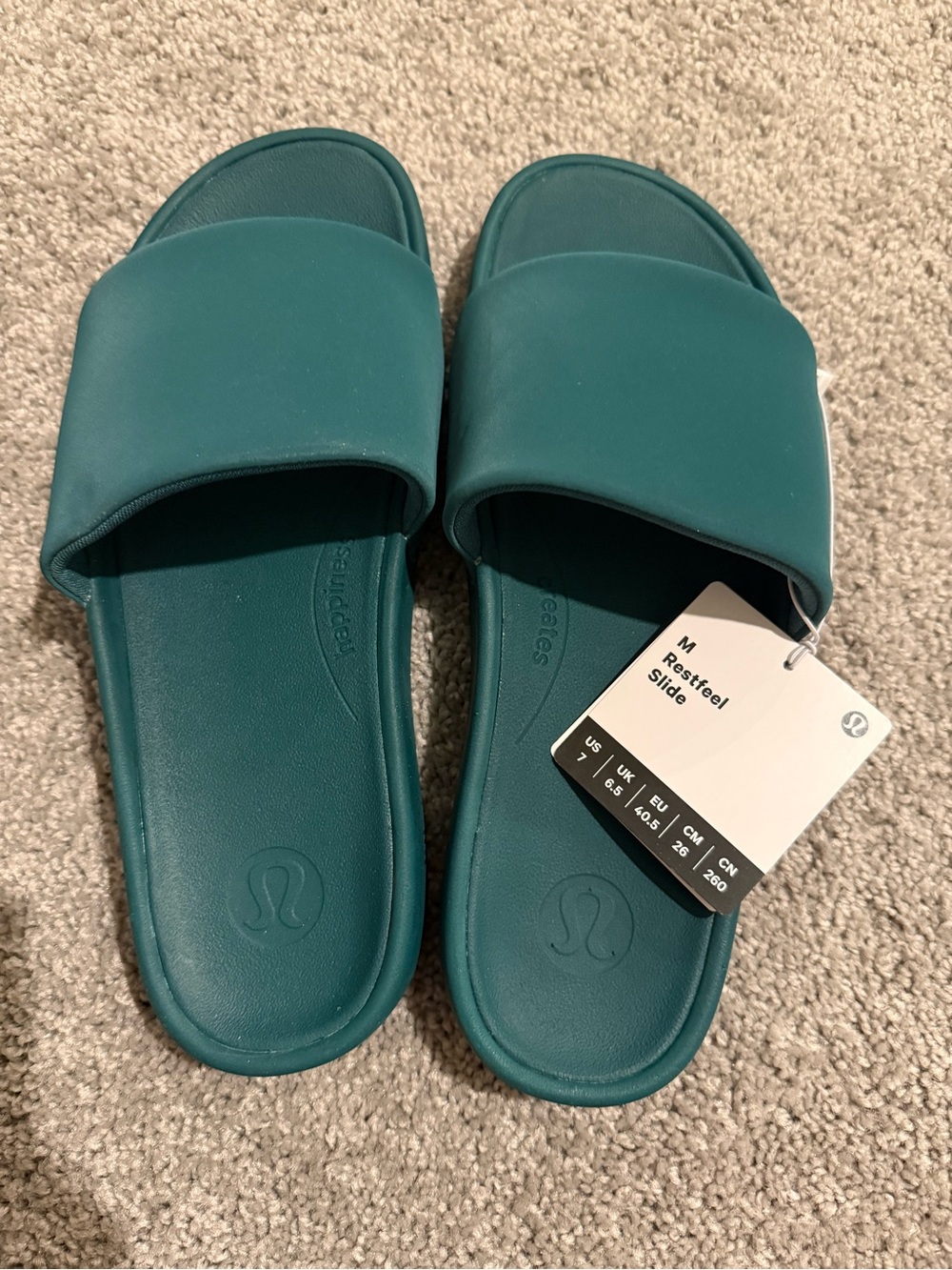 lululemon athletica Teal Restfeel Slide Sandals